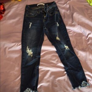 Distressed Dark Blue Jeans